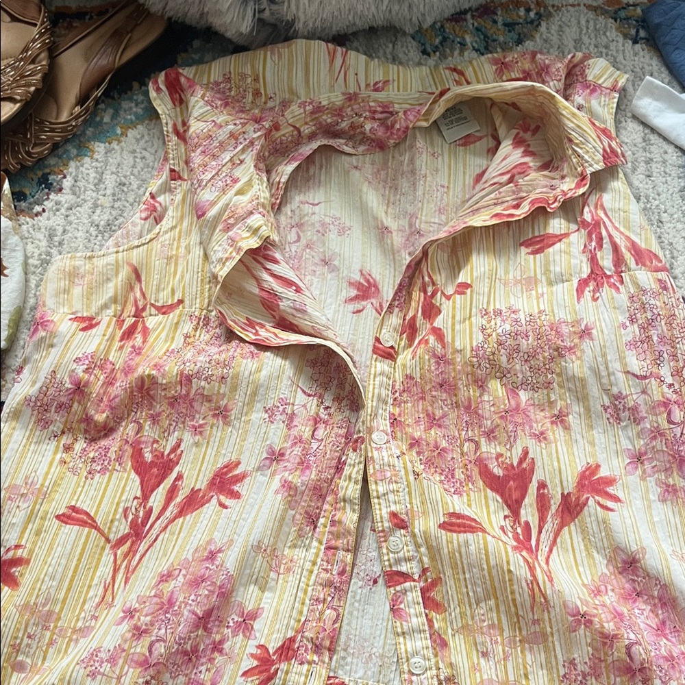 White Stag Pink and Yellow Floral Blouse